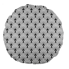 Black And White Art-deco Pattern Large 18  Premium Flano Round Cushions