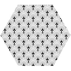 Black And White Art-deco Pattern Wooden Puzzle Hexagon by Dushan