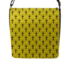 Art-decoyellow Flap Closure Messenger Bag (l) by Dushan