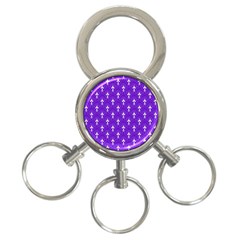 White And Purple Art-deco Pattern 3-ring Key Chain