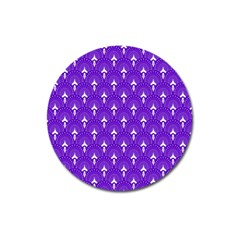 White And Purple Art-deco Pattern Magnet 3  (round) by Dushan