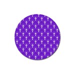 White and purple art-deco pattern Magnet 3  (Round) Front