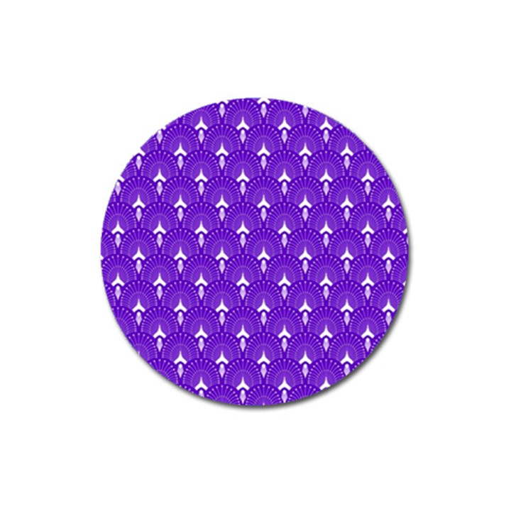 White and purple art-deco pattern Magnet 3  (Round)