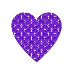 White And Purple Art-deco Pattern Heart Magnet by Dushan