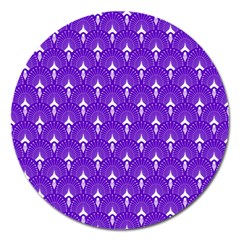 White And Purple Art-deco Pattern Magnet 5  (round) by Dushan