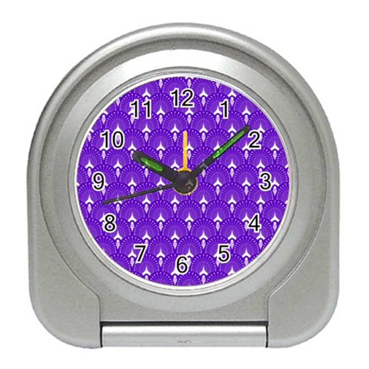 White and purple art-deco pattern Travel Alarm Clock