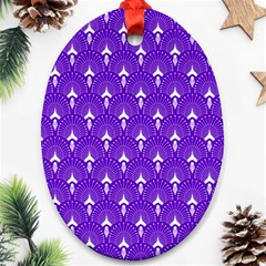 White And Purple Art-deco Pattern Oval Ornament (two Sides)