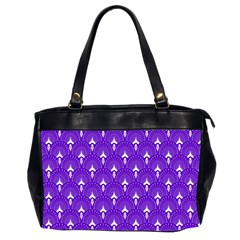 White And Purple Art-deco Pattern Oversize Office Handbag (2 Sides) by Dushan