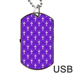 White And Purple Art-deco Pattern Dog Tag Usb Flash (two Sides)