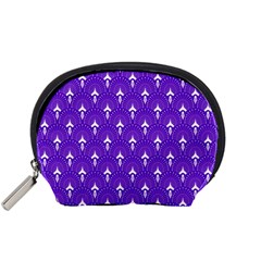 White And Purple Art-deco Pattern Accessory Pouch (small)