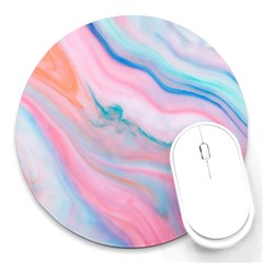 Colorful Marble Abstract Background Texture  Round Mousepads by Dushan