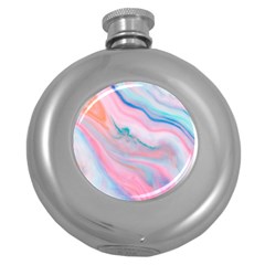 Colorful Marble Abstract Background Texture  Round Hip Flask (5 Oz) by Dushan