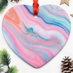 Colorful Marble Abstract Background Texture  Heart Ornament (two Sides)