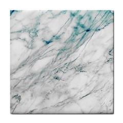 Gray Faux Marble Blue Accent Tile Coaster by Dushan