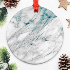 Gray Faux Marble Blue Accent Ornament (round) by Dushan