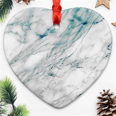 Gray Faux Marble Blue Accent Ornament (heart)