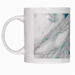 Gray Faux Marble Blue Accent White Mugs by Dushan