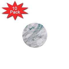 Gray Faux Marble Blue Accent 1  Mini Buttons (10 Pack)  by Dushan