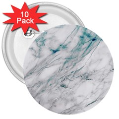 Gray Faux Marble Blue Accent 3  Buttons (10 Pack)  by Dushan