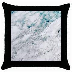 Gray Faux Marble Blue Accent Throw Pillow Case (black) by Dushan