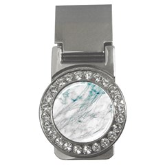 Gray Faux Marble Blue Accent Money Clips (cz)  by Dushan