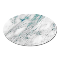 Gray Faux Marble Blue Accent Oval Magnet by Dushan