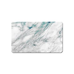 Gray Faux Marble Blue Accent Magnet (name Card) by Dushan