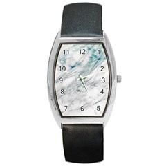 Gray Faux Marble Blue Accent Barrel Style Metal Watch by Dushan