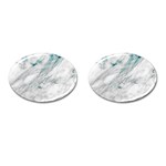 Gray faux marble blue accent Cufflinks (Oval) Front(Pair)