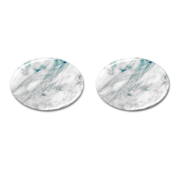 Gray faux marble blue accent Cufflinks (Oval)