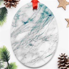 Gray Faux Marble Blue Accent Oval Ornament (two Sides) by Dushan