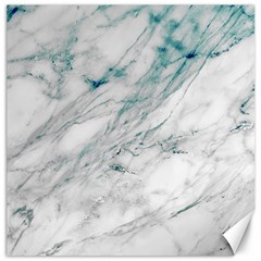 Gray Faux Marble Blue Accent Canvas 12  X 12  by Dushan