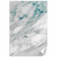 Gray Faux Marble Blue Accent Canvas 12  X 18  by Dushan