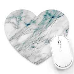 Gray Faux Marble Blue Accent Heart Mousepads by Dushan