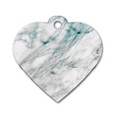 Gray Faux Marble Blue Accent Dog Tag Heart (two Sides) by Dushan