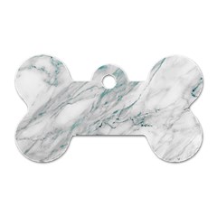 Gray Faux Marble Blue Accent Dog Tag Bone (two Sides) by Dushan