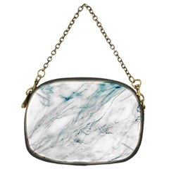 Gray Faux Marble Blue Accent Chain Purse (two Sides) by Dushan