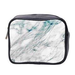 Gray Faux Marble Blue Accent Mini Toiletries Bag (two Sides)