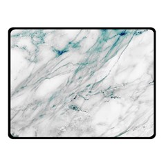 Gray Faux Marble Blue Accent Fleece Blanket (small) by Dushan