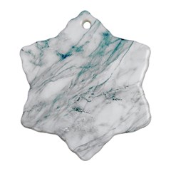 Gray Faux Marble Blue Accent Ornament (snowflake) by Dushan