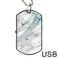 Gray Faux Marble Blue Accent Dog Tag Usb Flash (two Sides) by Dushan