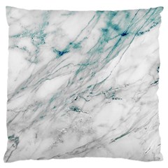 Gray Faux Marble Blue Accent Large Cushion Case (one Side) by Dushan