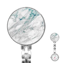 Gray Faux Marble Blue Accent Stainless Steel Nurses Watch by Dushan