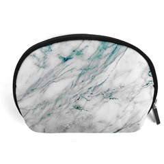 Gray Faux Marble Blue Accent Accessory Pouch (large) by Dushan