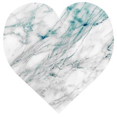 Gray Faux Marble Blue Accent Wooden Puzzle Heart by Dushan