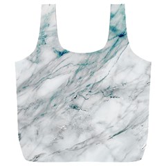 Gray Faux Marble Blue Accent Full Print Recycle Bag (xxxl) by Dushan