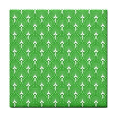 Green And White Art-deco Pattern Tile Coaster by Dushan