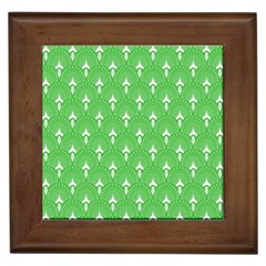 Green And White Art-deco Pattern Framed Tile by Dushan