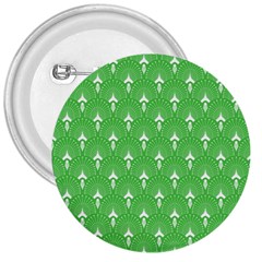 Green And White Art-deco Pattern 3  Buttons by Dushan