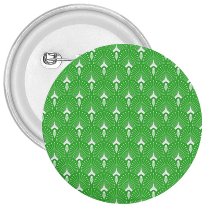 Green and white art-deco pattern 3  Buttons